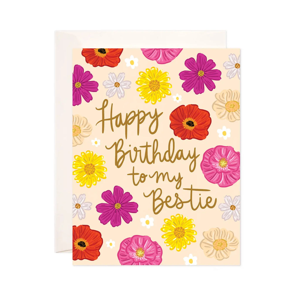Bestie Birthday Greeting Card - Floral Birthday Card