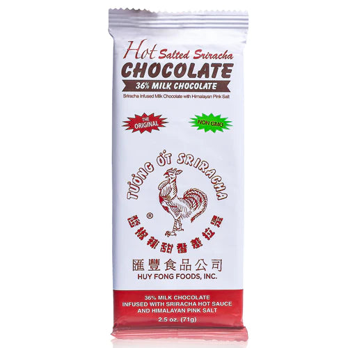 Hot Salted Sriracha Chocolate 36% Milk Chocolate Bar 2.5 oz.