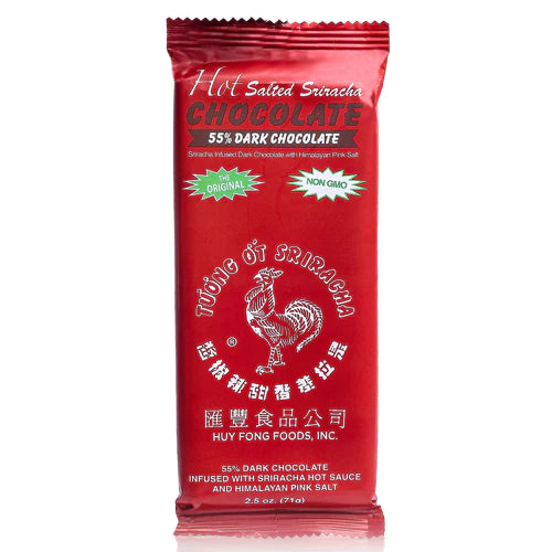 Hot Salted Sriracha Chocolate 55% Dark Chocolate Bar 2.5 oz.