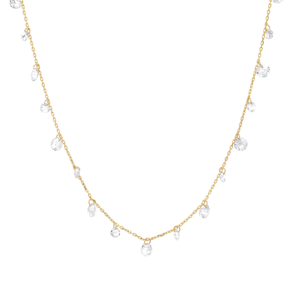 Gold Chain Necklace with Floating CZ Charms