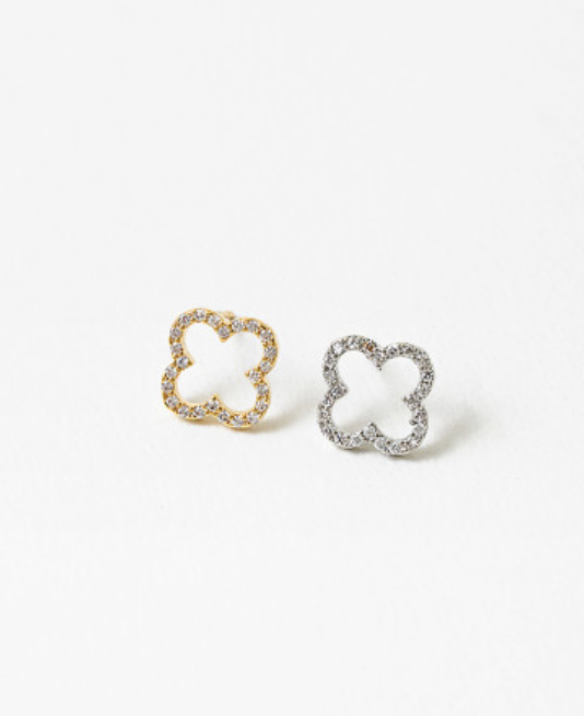 Clover White Gold Dipped Studs