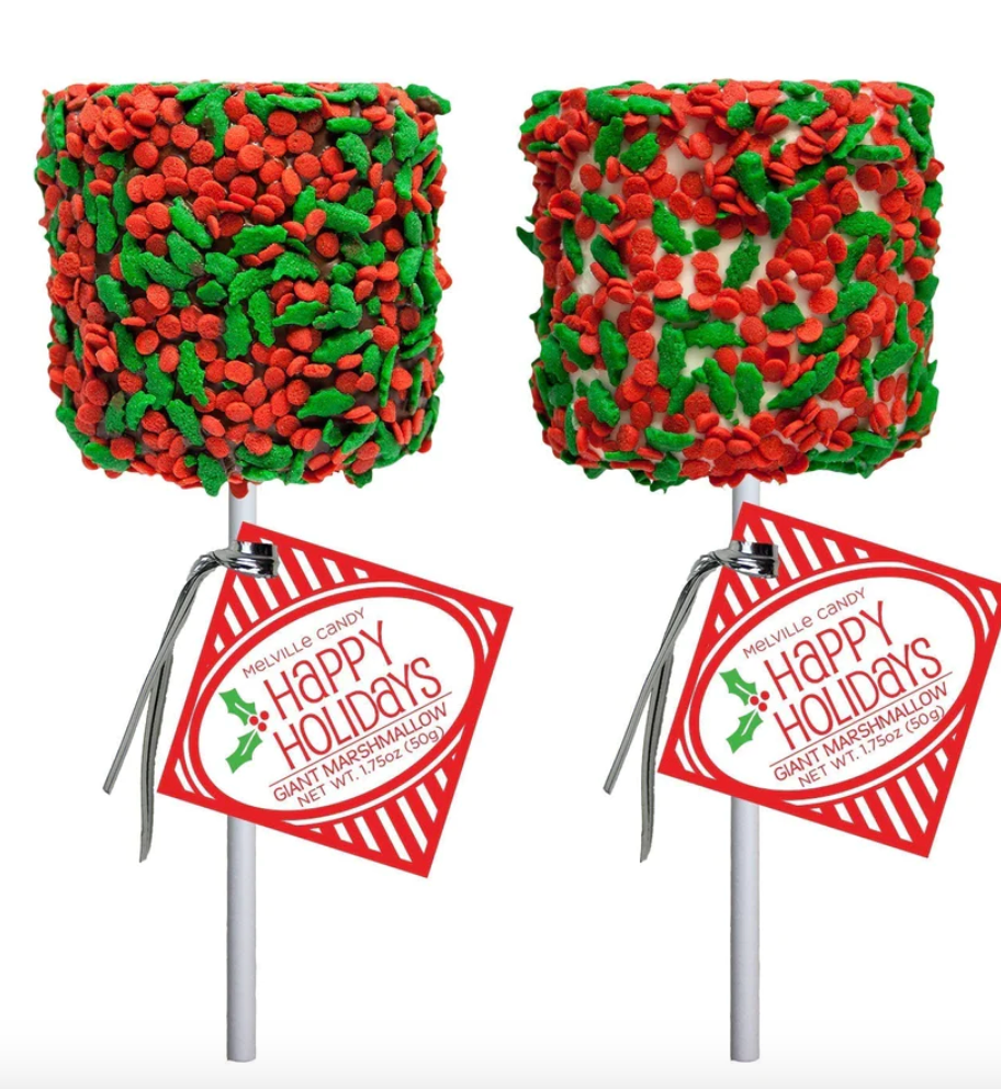 Giant Marshmallow Pops - Holiday Holly Confetti