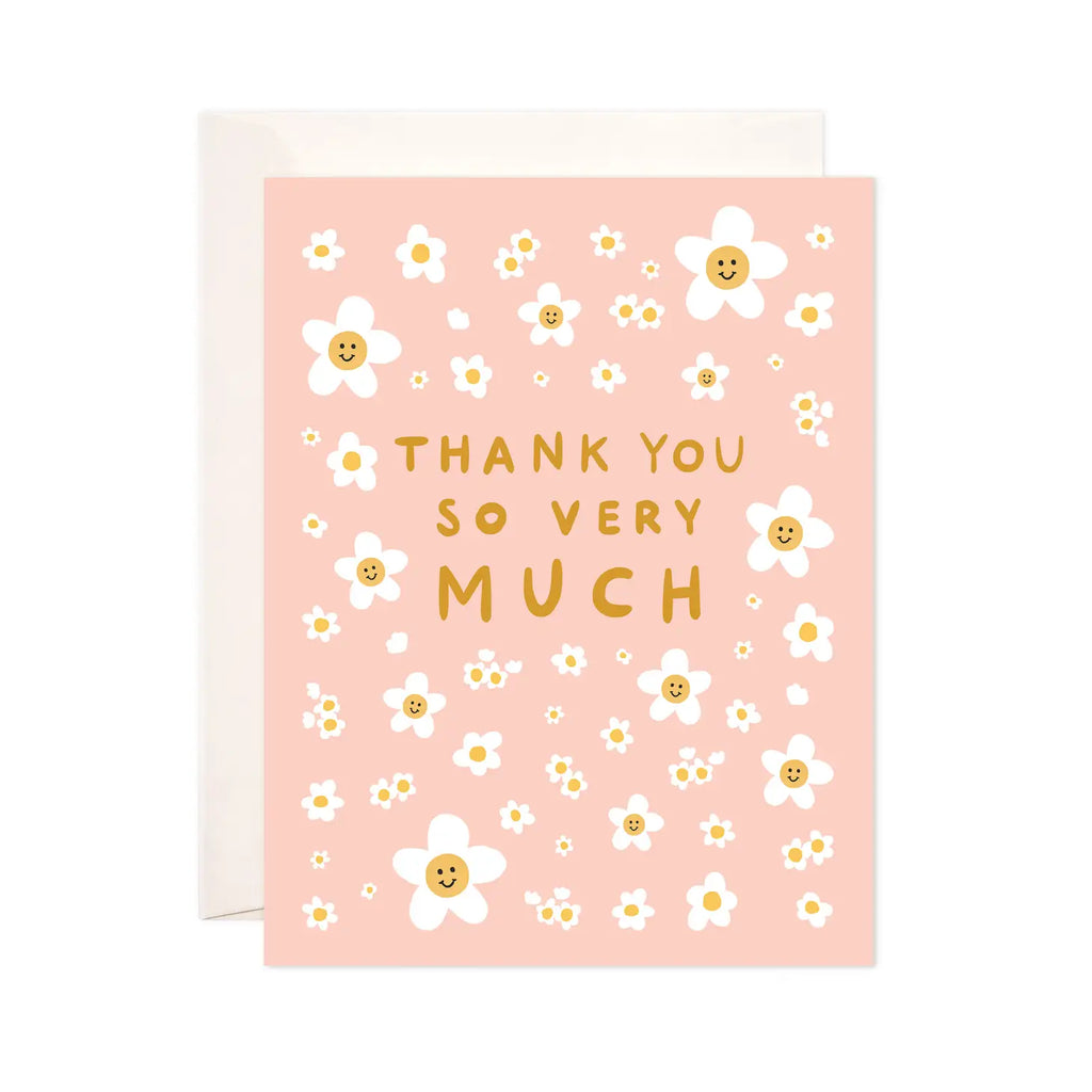 Flower Smile Thanks Greeting Card - Thank You Card, Barbiecore
