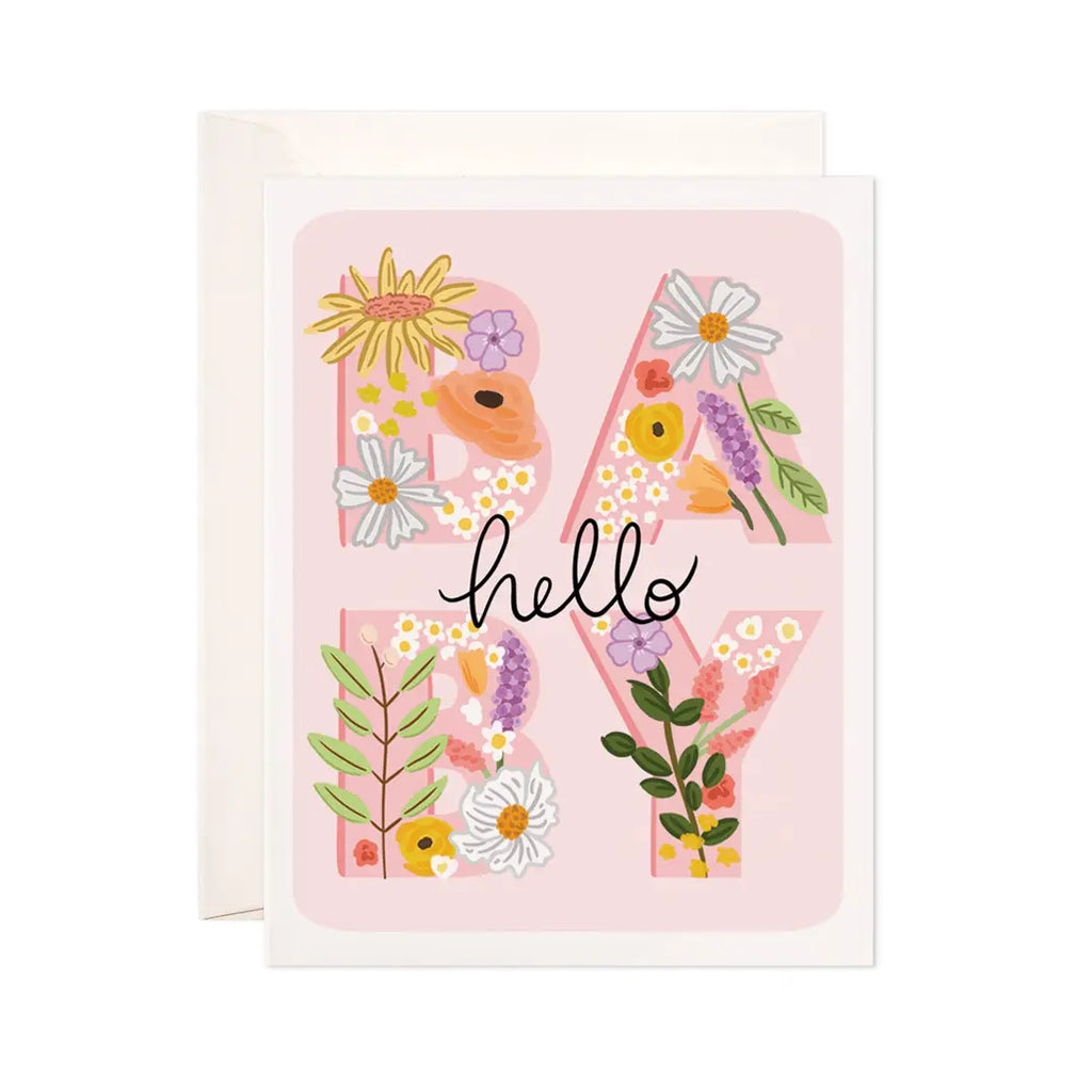 Hello Baby Pink Greeting Card - Baby Card