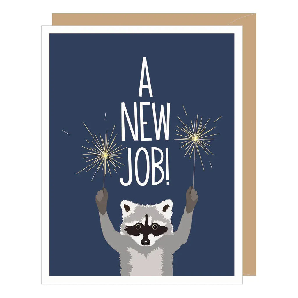 Raccoon with Sparklers, New Job Congratulations Card