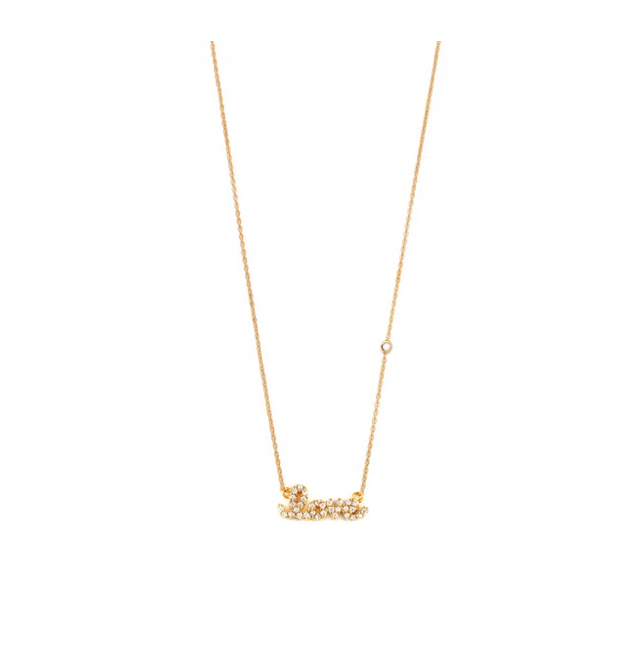 Simple Chain Necklace With Cz Love Gold