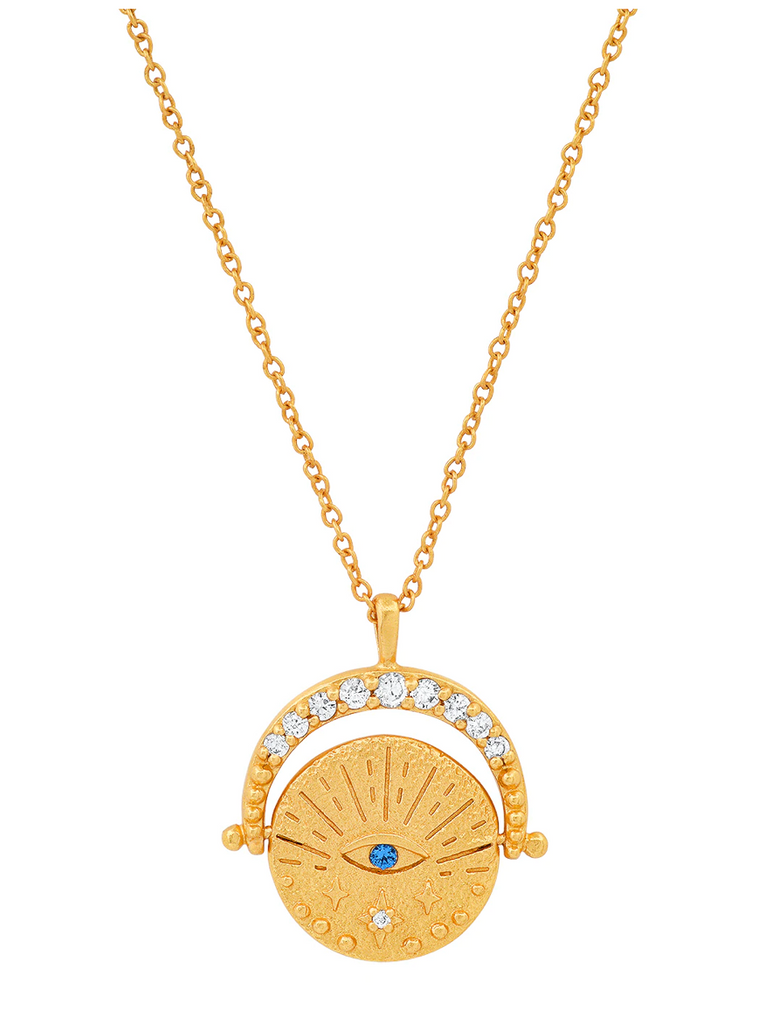 Gold Coin Evil Eye Necklace