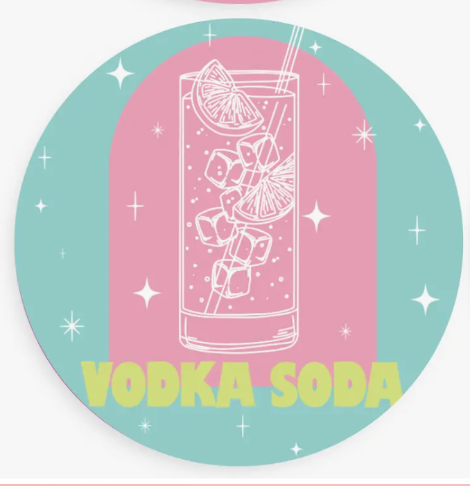 Vodka Soda Bottoms Up Single Coaster