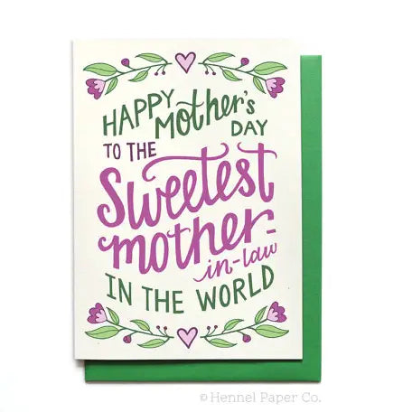 Mother's Day Card - Sweetest Mother-in-Law