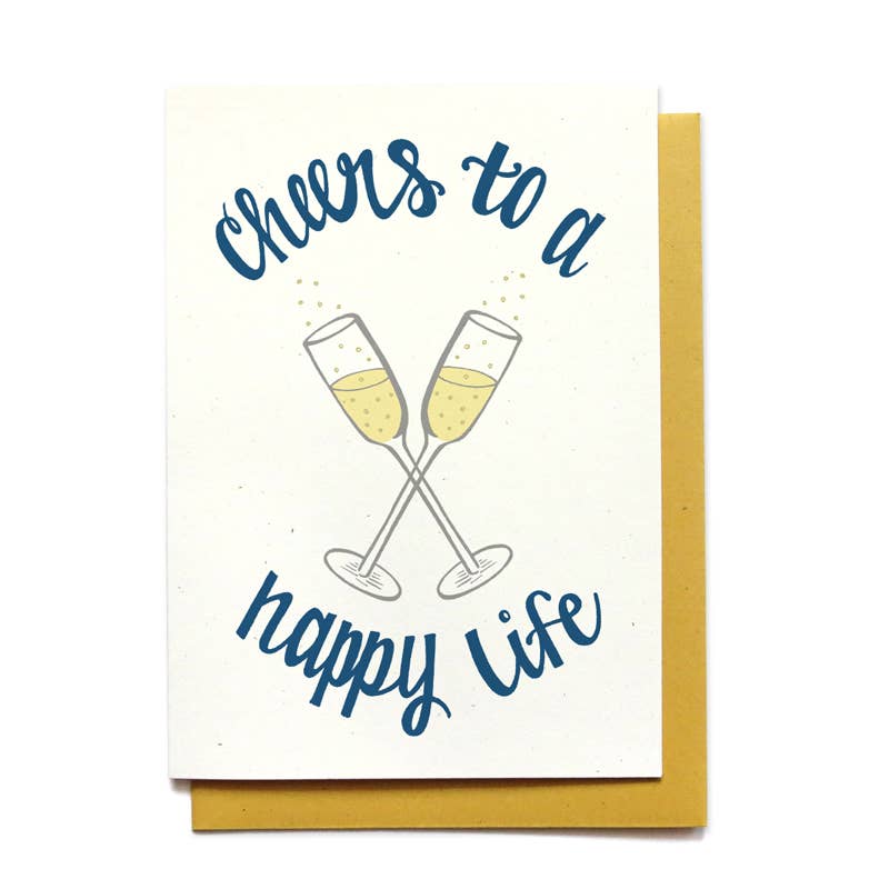 Wedding Card - Cheers To A Happy Life