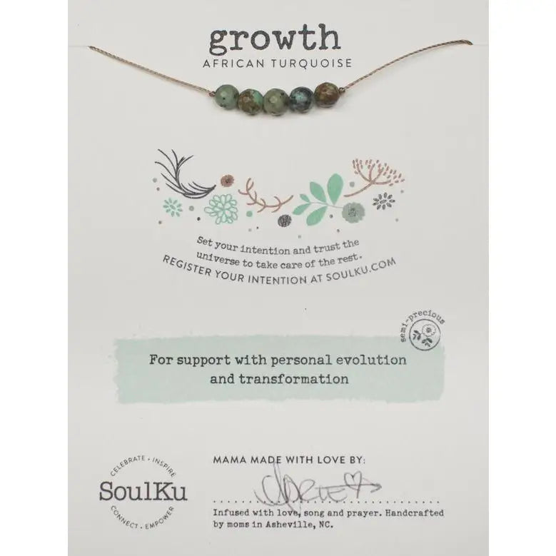 African Turquoise Intention Necklace for Growth