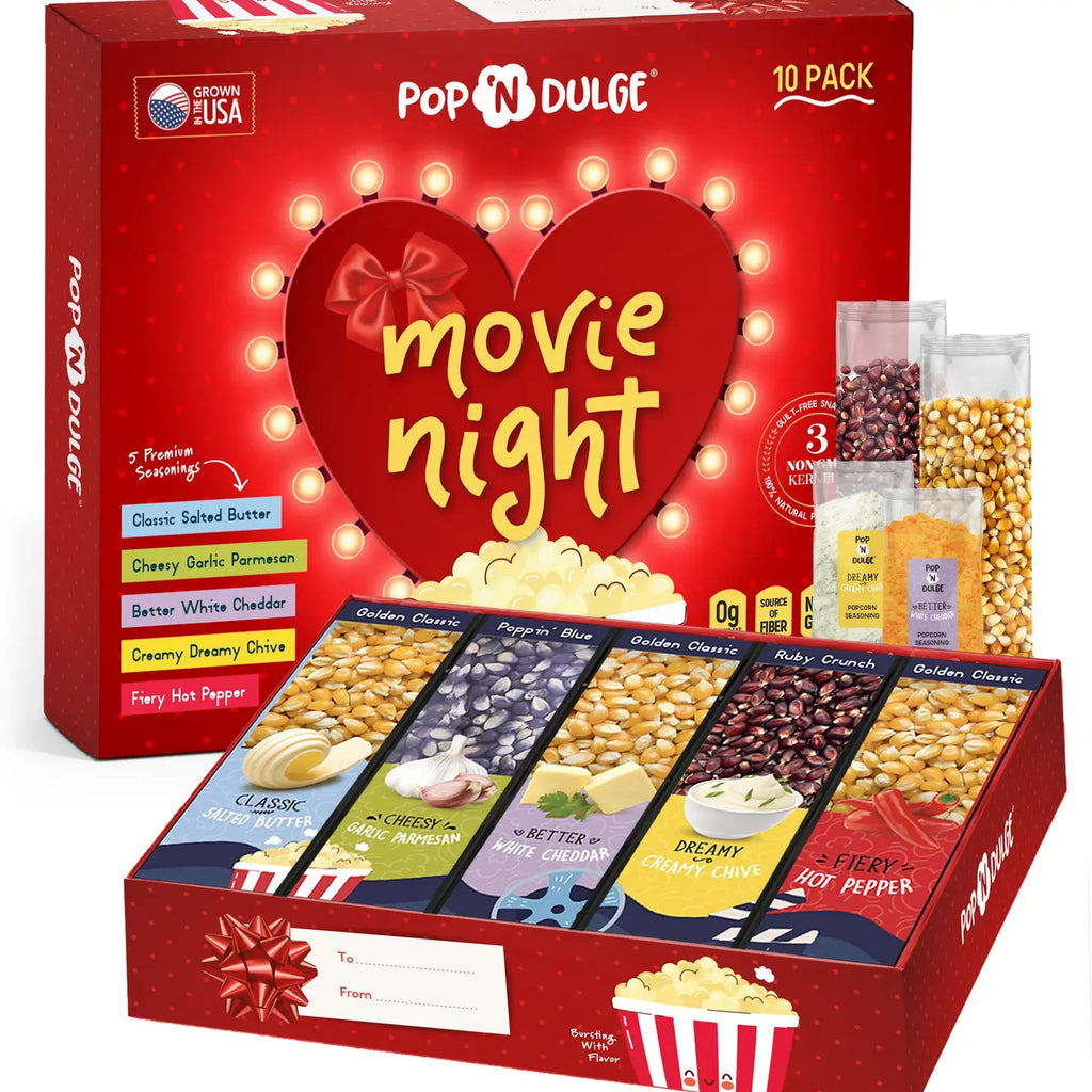 Valentine's Day Movie Night Heart Popcorn Gift Set
