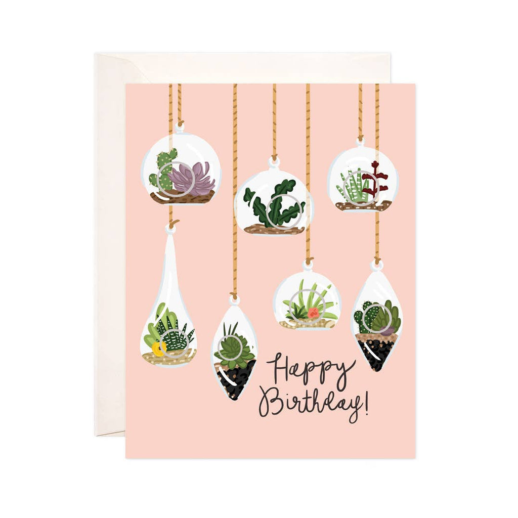 Hanging Plants Birthday Greeting Card - Birthday Card Perfect For Summer