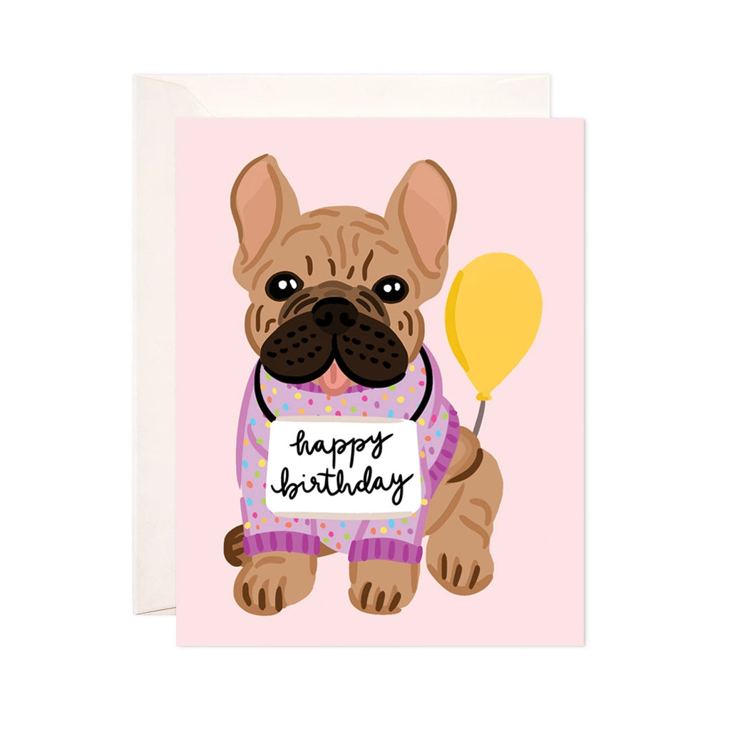 Frenchie Birthday Greeting Card - French Bulldog Card