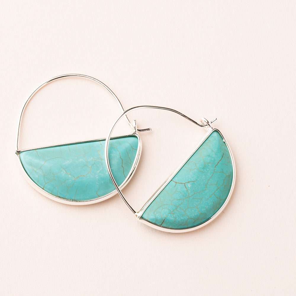 Turquoise/Silver- Stone Prism Hoop