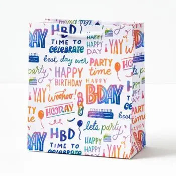 Happy Birthday Rainbow Script Medium Bag