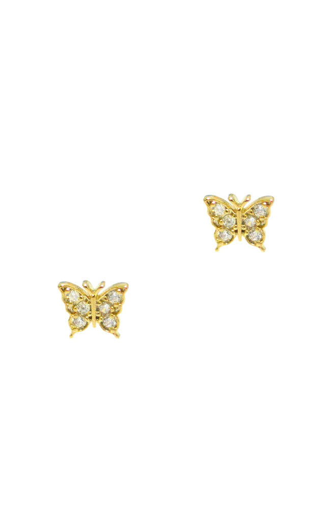 Cz Butterfly Post Earring (Gold)