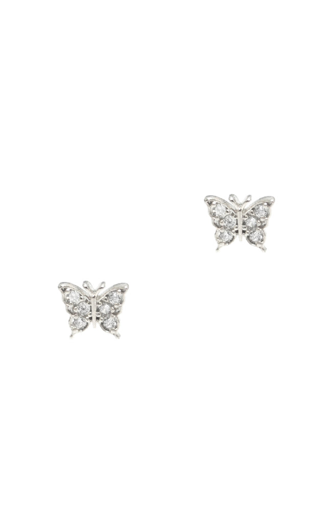 Cz Butterfly Post Earring (Silver)