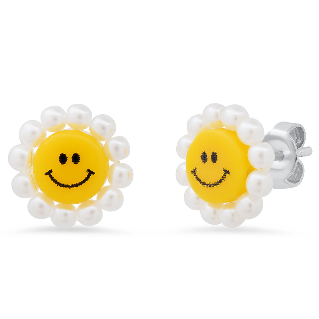Smiley Face Studs with Bead Accents