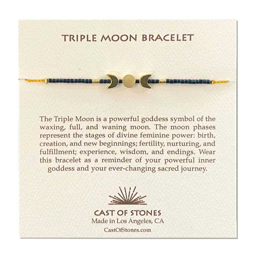 TRIPLE MOON BRACELET - MIDNIGHT/GOLD cast of stones