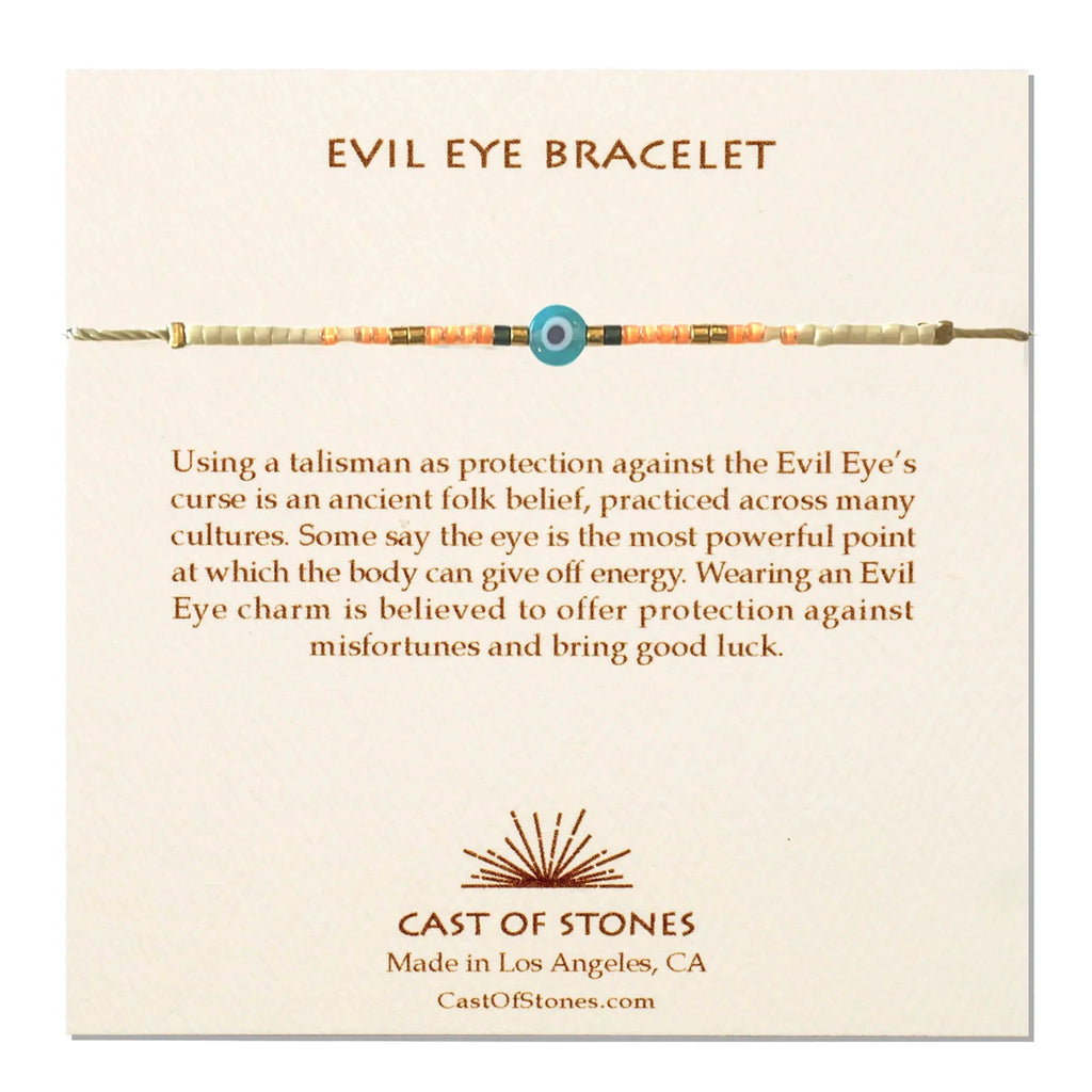 Evil Eye Bracelet - Neon Orange/White