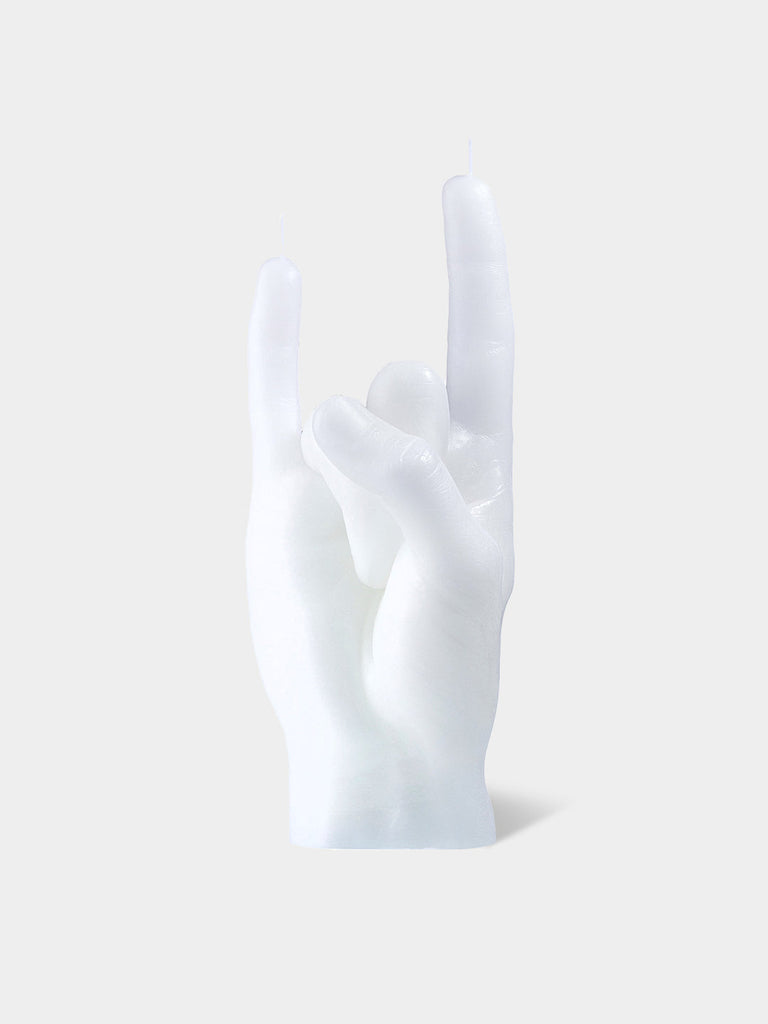 White “You Rock” Candle Hand
