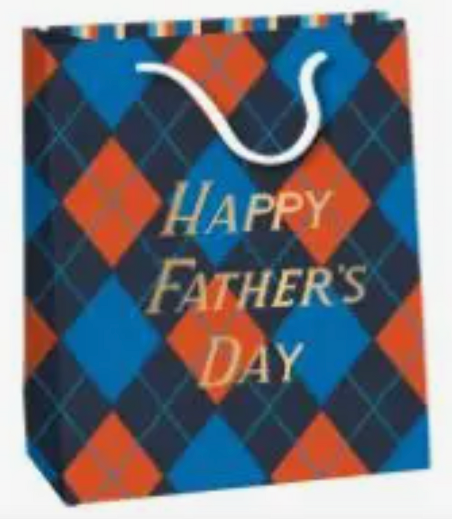 Happy Father's Day Argyle Gift Bag Medium