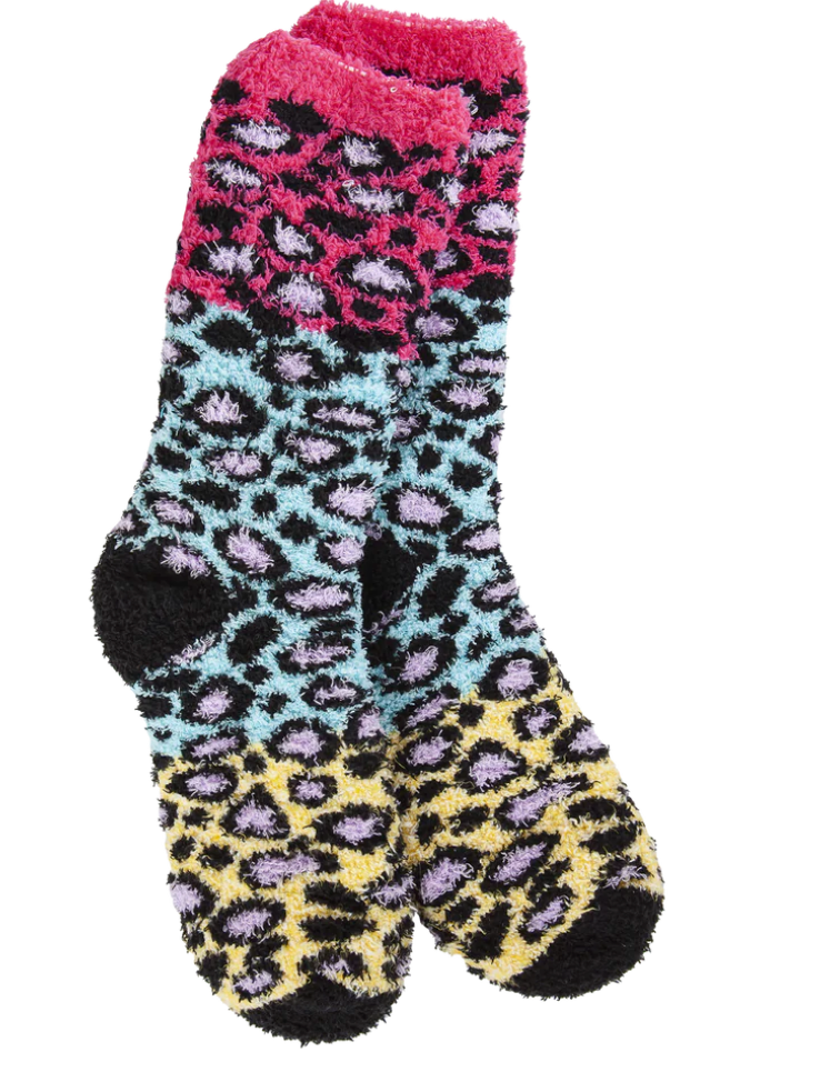 Multi Leopard Crew Socks