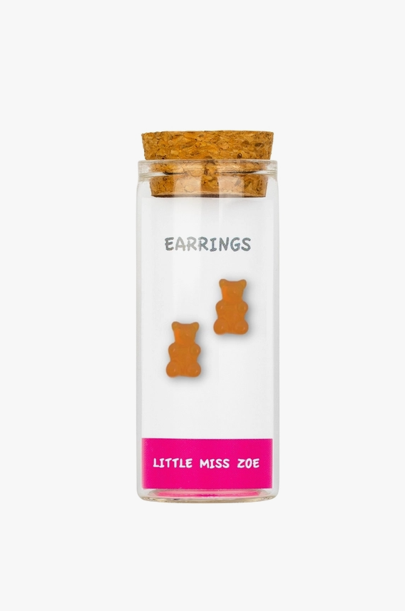 Orange Gummy Bear Earrings in A Bottle