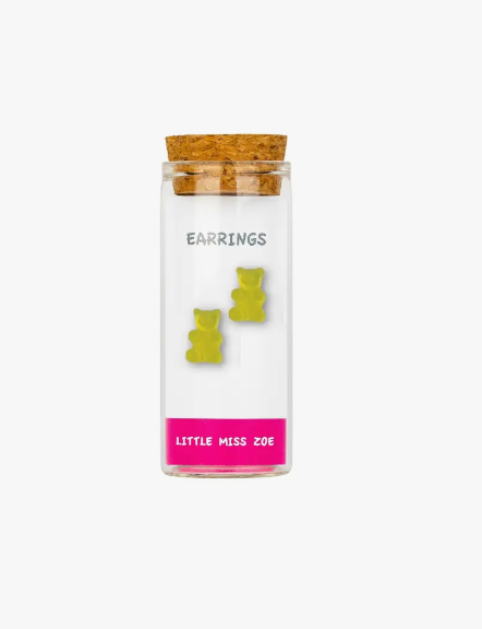 Yellow Gummy Bear Earrings in A Bottle