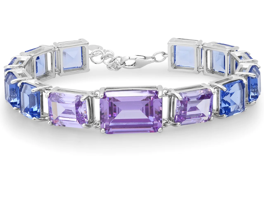 Lavender Chunky Emerald Cut Glass Bracelet