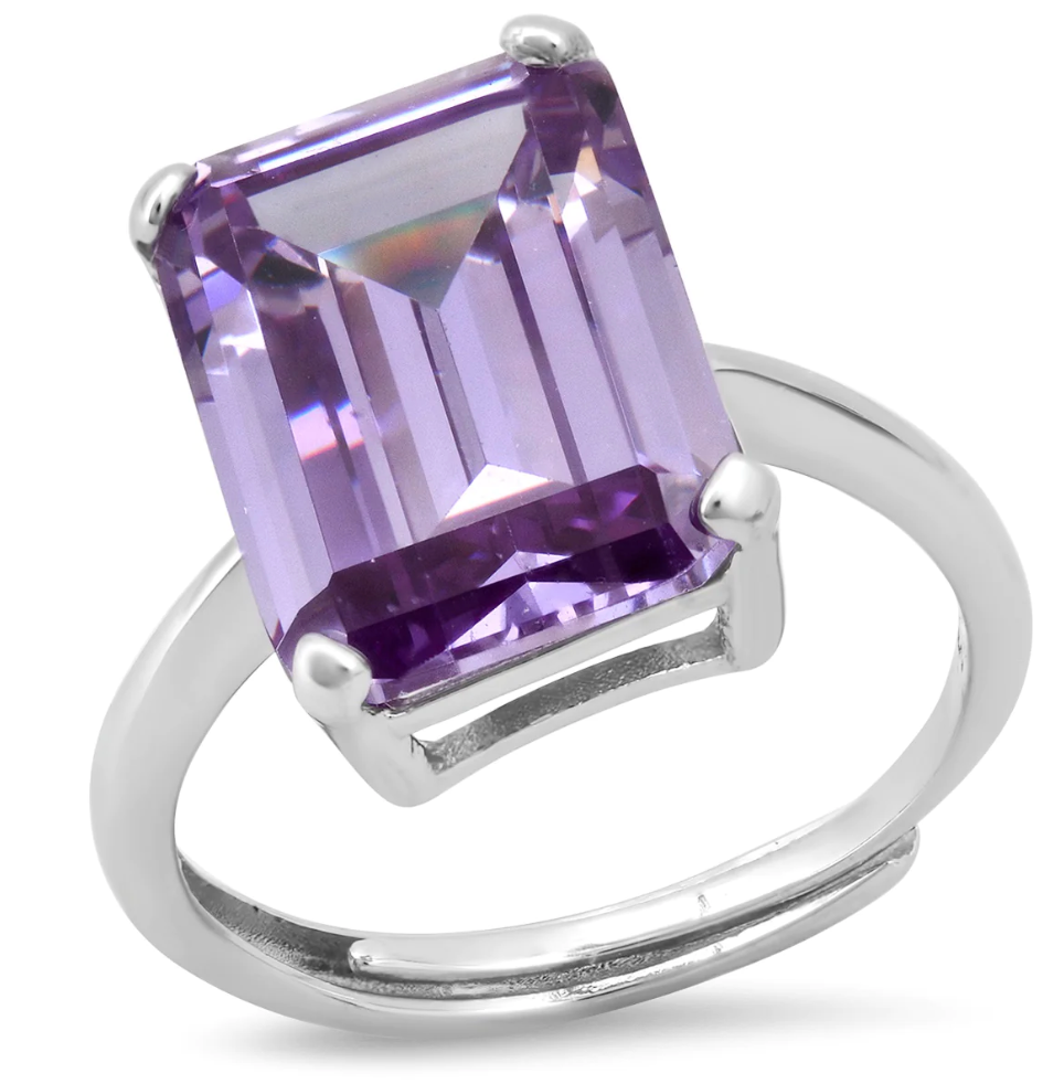 Lavender Emerald Cut Solitaire Ring