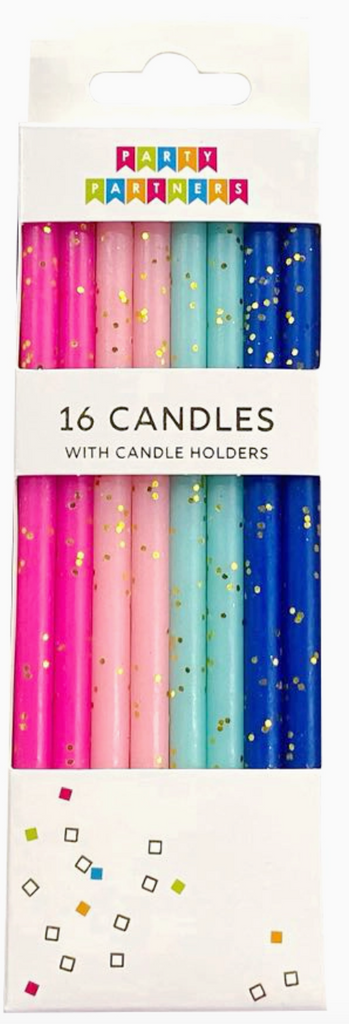 Gold Glitter Rainbow 16 Candle Set