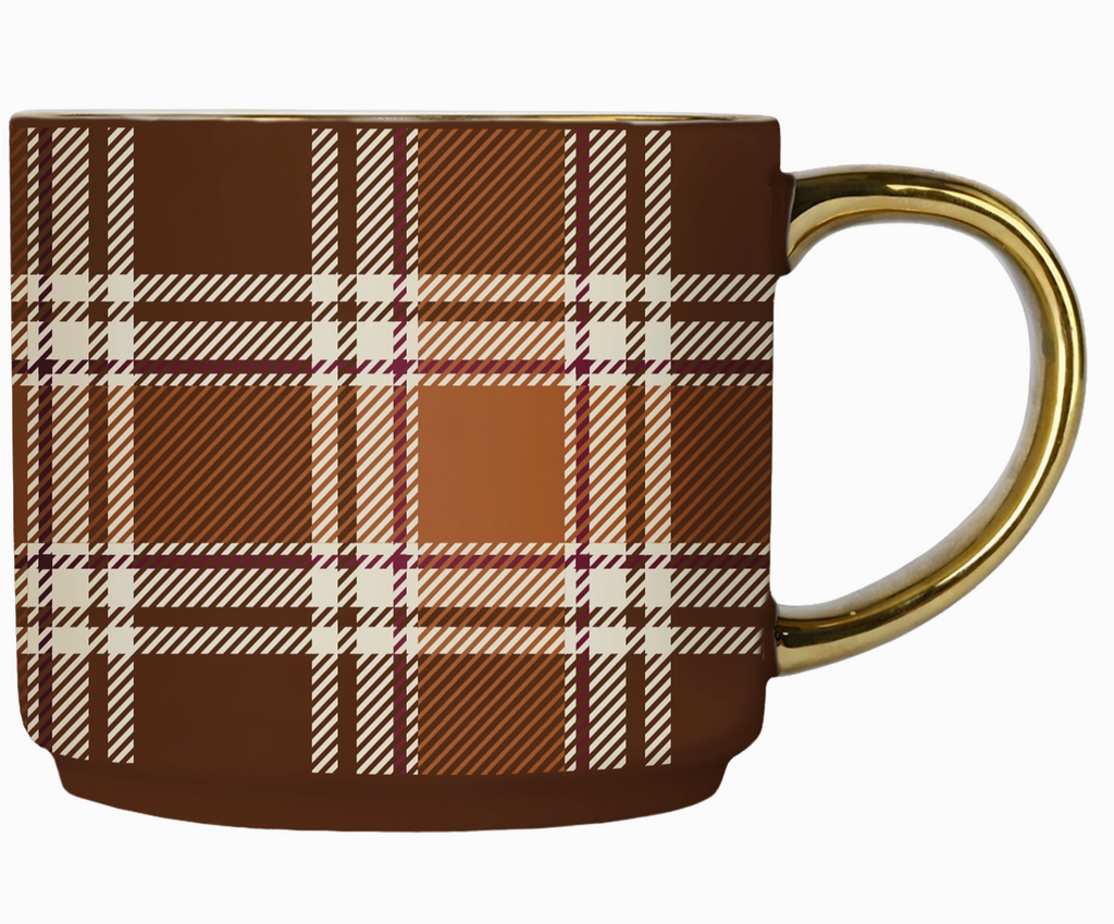 Brown Plaid Coffee Mug - Fall Decor & Gifts
