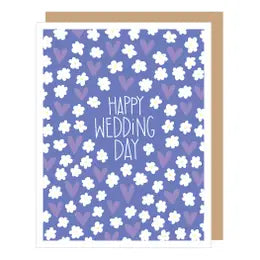 Hearts and Flowers Wedding Day Card