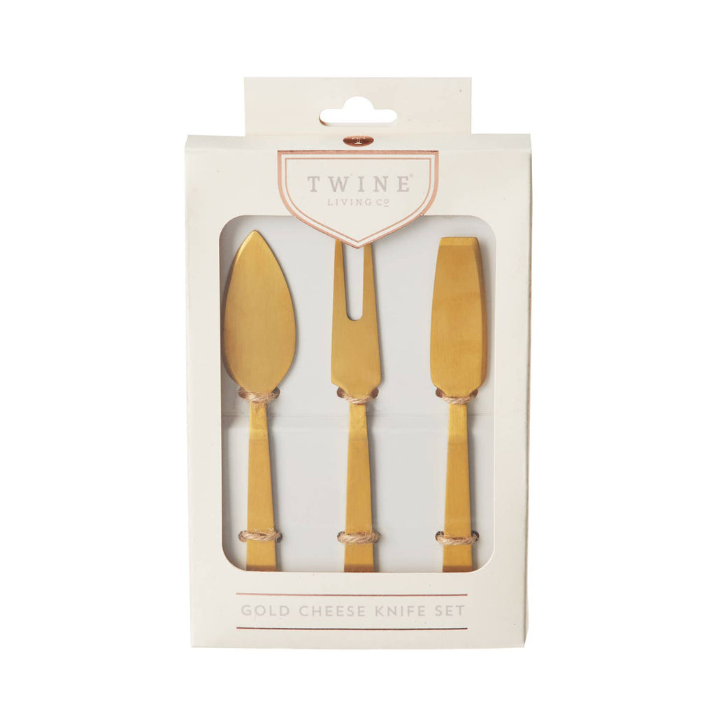 Gold-Plated Stainless Steel Cheese Knives - Set of 3
