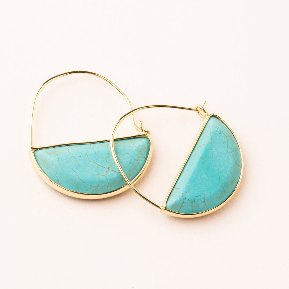Turquoise/Gold- Stone Prism Hoop