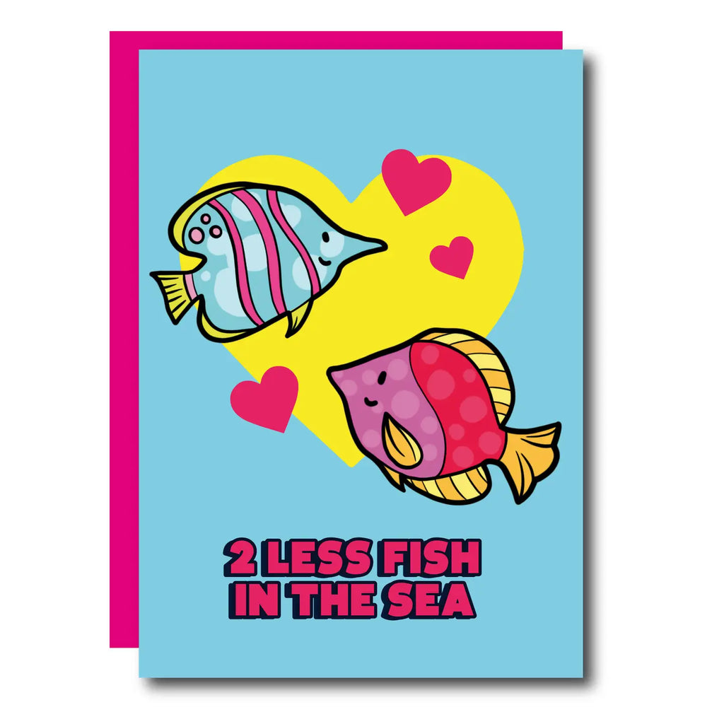 2 Less Fish Marriage Wedding Greeting Card