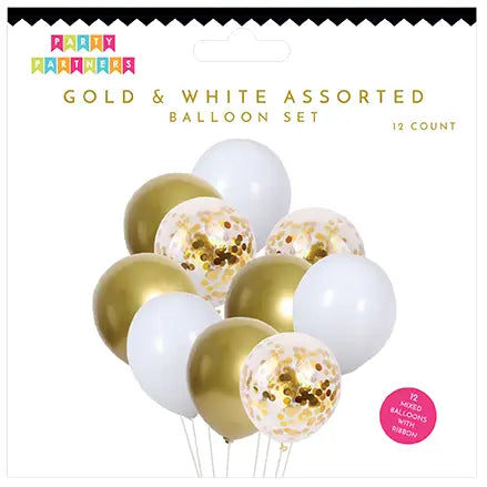 Gold & White Assorted Balloon Set