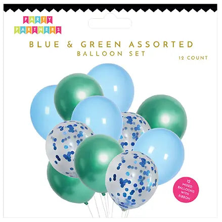 Blue & Green Assorted Balloon Set