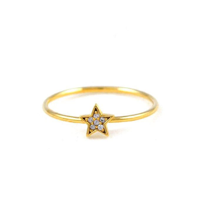 Gold Cz Star Ring