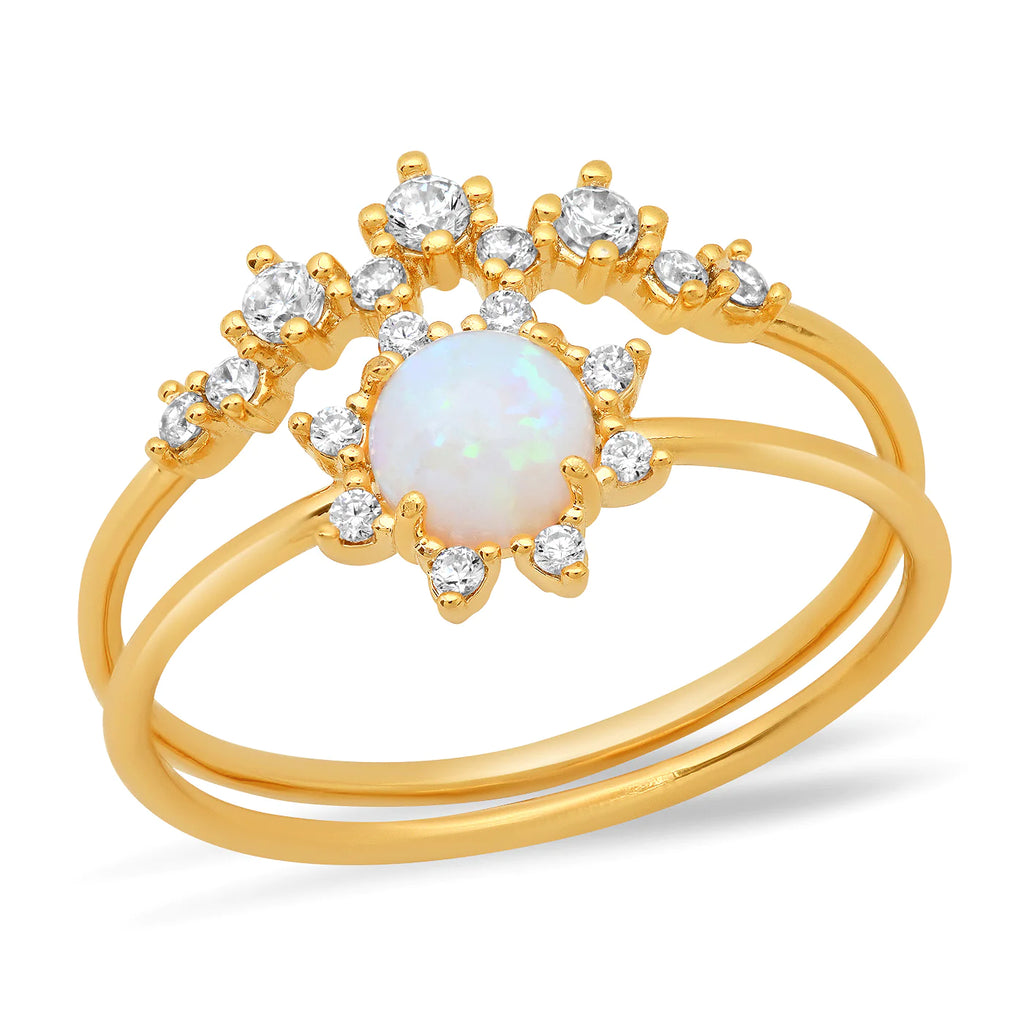 Opal Cz Starburst Ring | Set Of Two