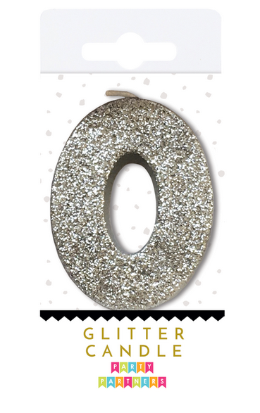 Silver Glitter Number Candles 0-9