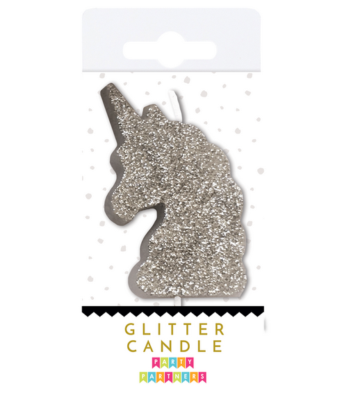 Unicorn Silver Glitter Candle