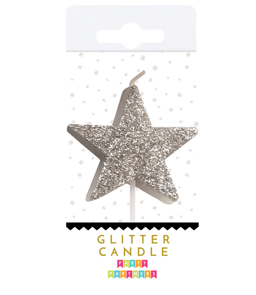 Star Silver Glitter Candle