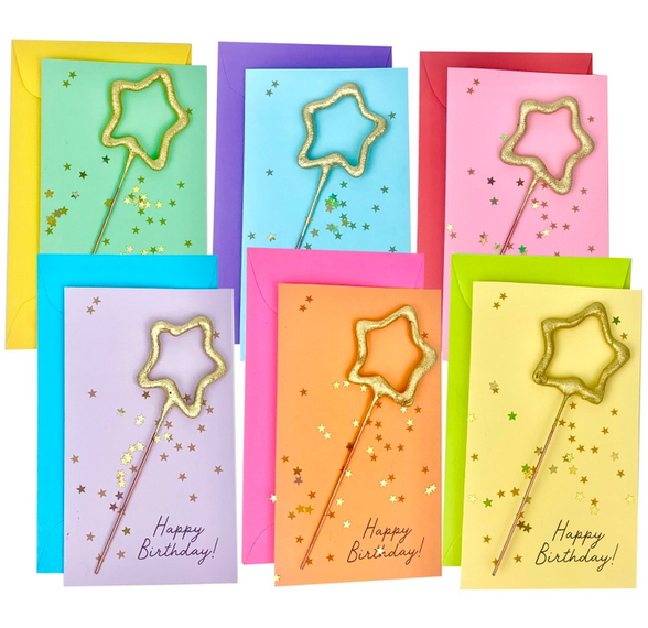 Confetti Star Sparkler Mini Card- Happy Birthday!