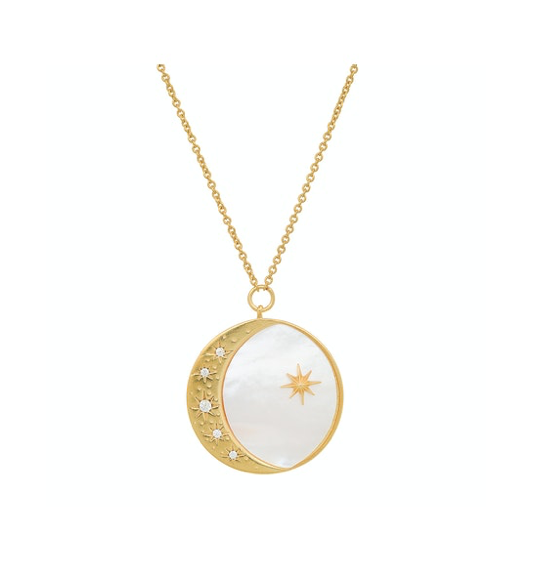 Pearl Star and Moon Coin Necklace