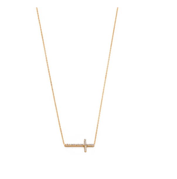 Simple Chain Necklace With Gold Cz Cross