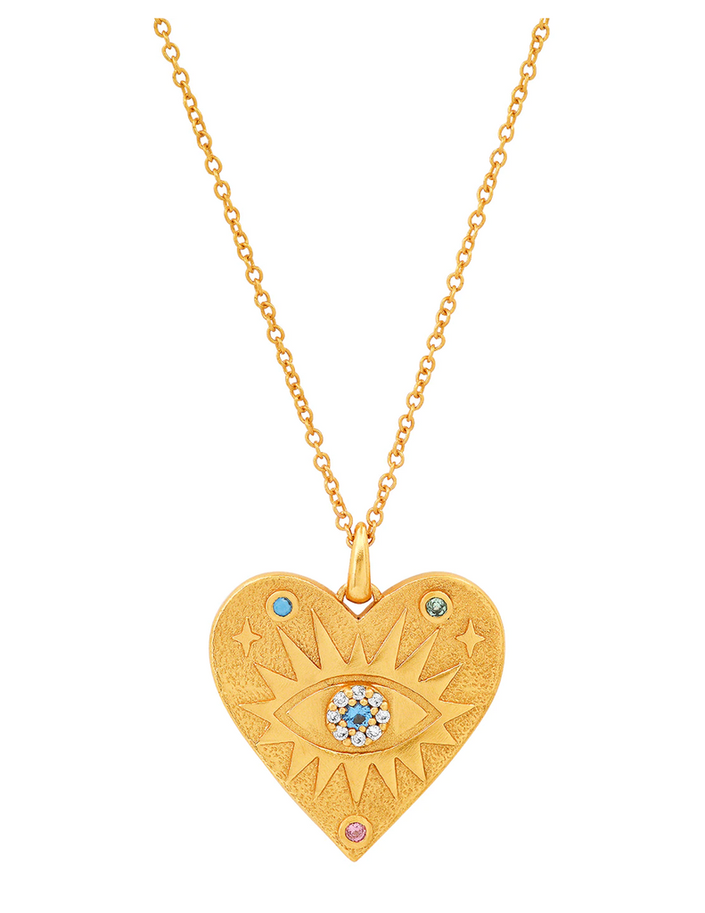 Gold Heart Evil Eye Necklace