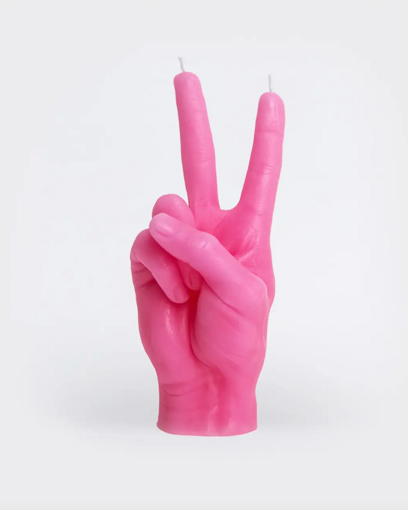 Neon Pink Peace Sign Candle